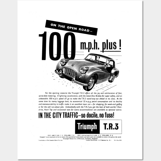 Vintage Triumph TR3 Advert Wall Art by Random Railways